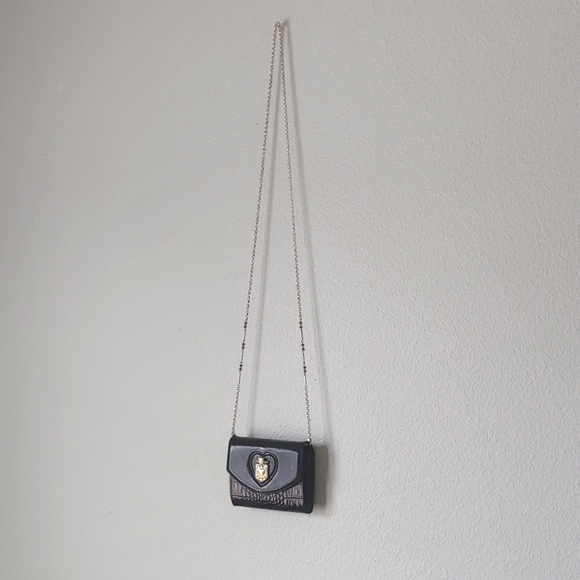 Brighton | Black Leather Beaded Chain Crossbody Purse - Picture 6 of 11